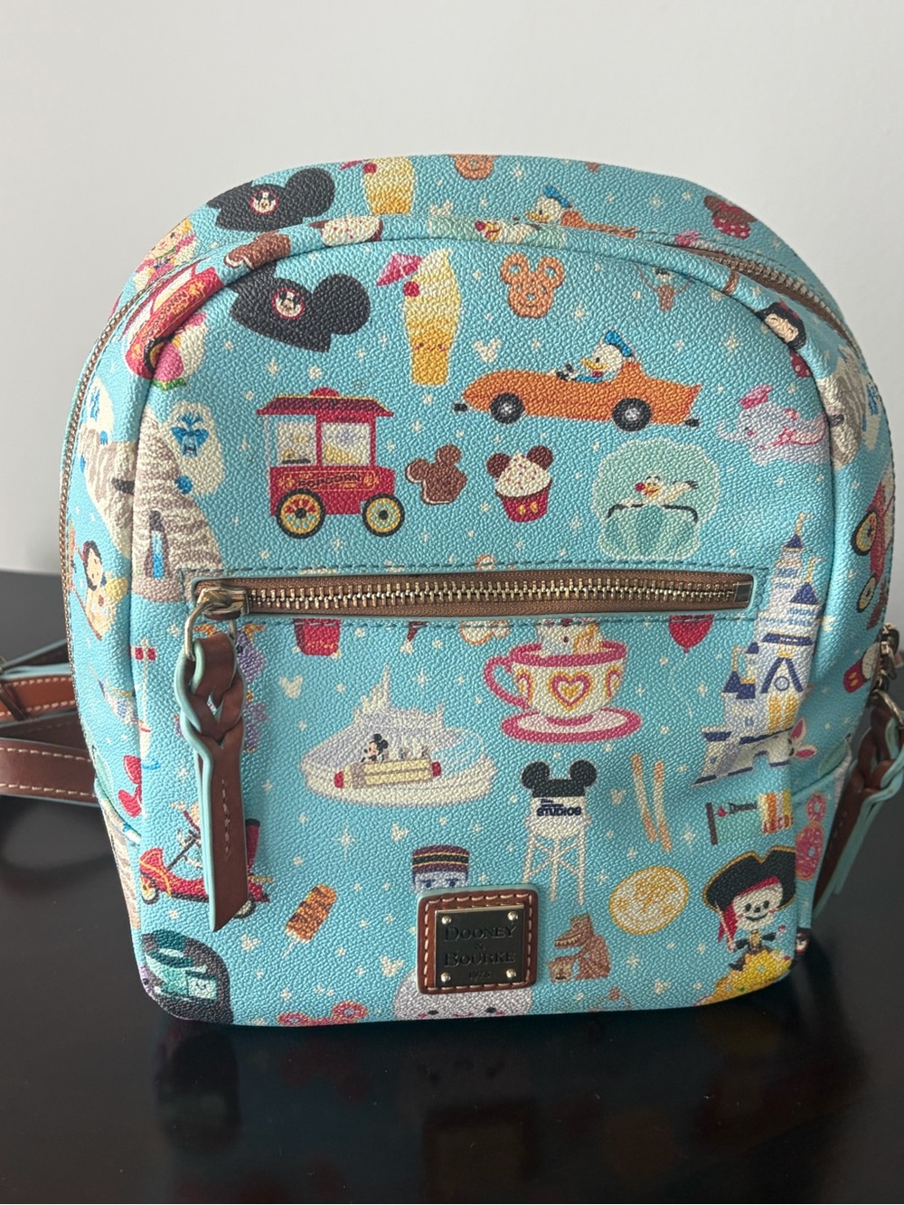 Dooney & Bourke Red Interior Mini Backpack with Light Blue Trim - Picture 5 of 7